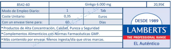 GINKGO 6000 mg TABLETAS