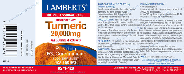 CURCUMA o TURMERIC 20000 mg EXTRACTO DE RAIZ DE CURCUMA LONGA
