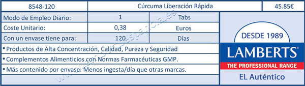 CURCUMA TURMERIC DE LIBERACION RAPIDA 120 TAB - 8548-120