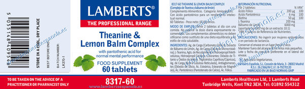 COMPLEJO DE L-TEANINA 200 mg y BALSAMO DE LIMON 6000 mg 60 CAPS
