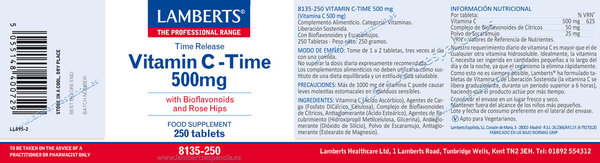 VITAMINA C 500 mg. LIBERACION SOSTENIDA 250 TAB. - 8135-250