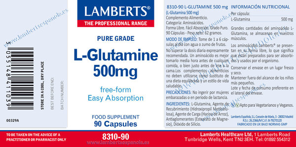 L-GLUTAMINA 500 mg 90 CAPS.
