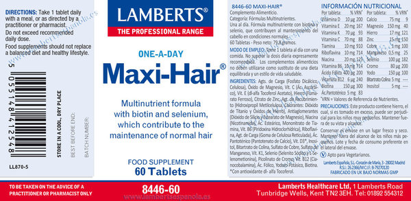Maxi-Hair® Complejo multivitamínico con Biotina, Selenio y más