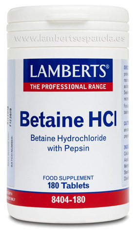 Betaina HCI 324 mg y Pepsina 5 mg en tabletas