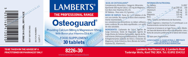 Osteoguard®. Calcio, Magnesio, Boro, Vitaminas D y K 30 tabletas