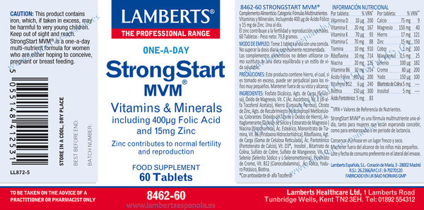 StrongStart MVM® Multivitamínico prenatal con ácido fólico y Zinc