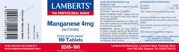 Manganeso 4 mg como Citrato. Mayor absorción