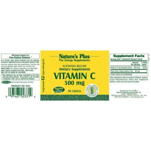 VITAMINA C 500 mg. NATURE'S PLUS